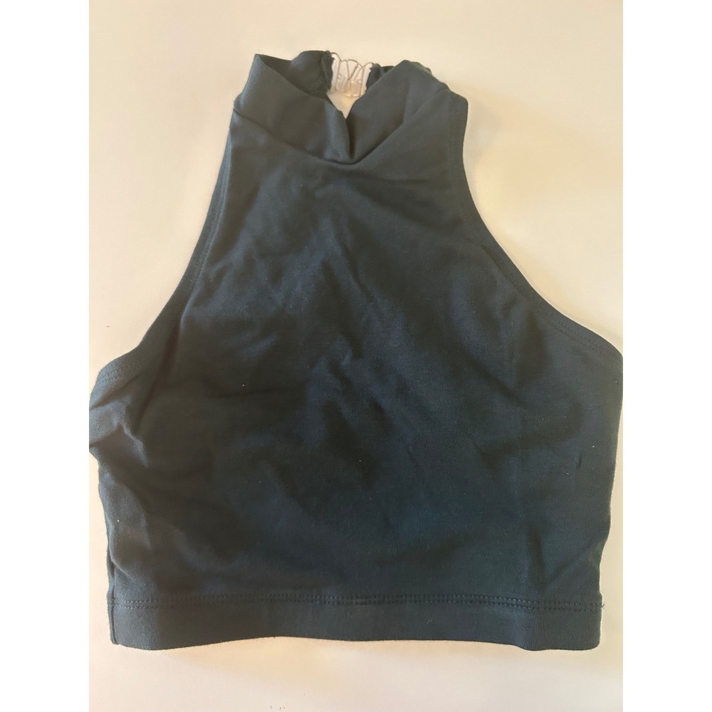 Natalie Dancewear Green Mock Neck Crisscross Back Crop Top Womens Small NEW
